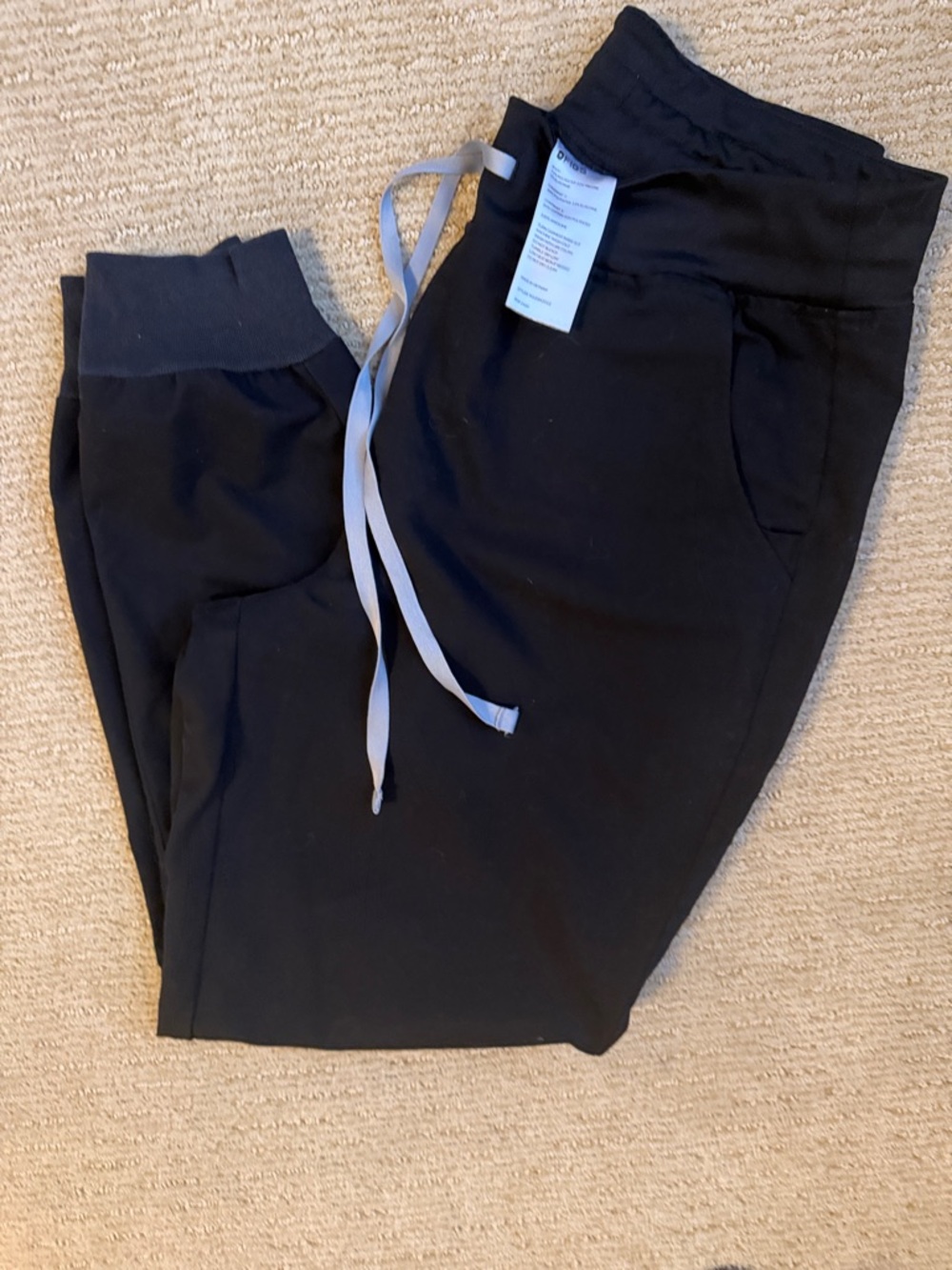 Figs Black Track Jogger Pants with Gray Drawstring